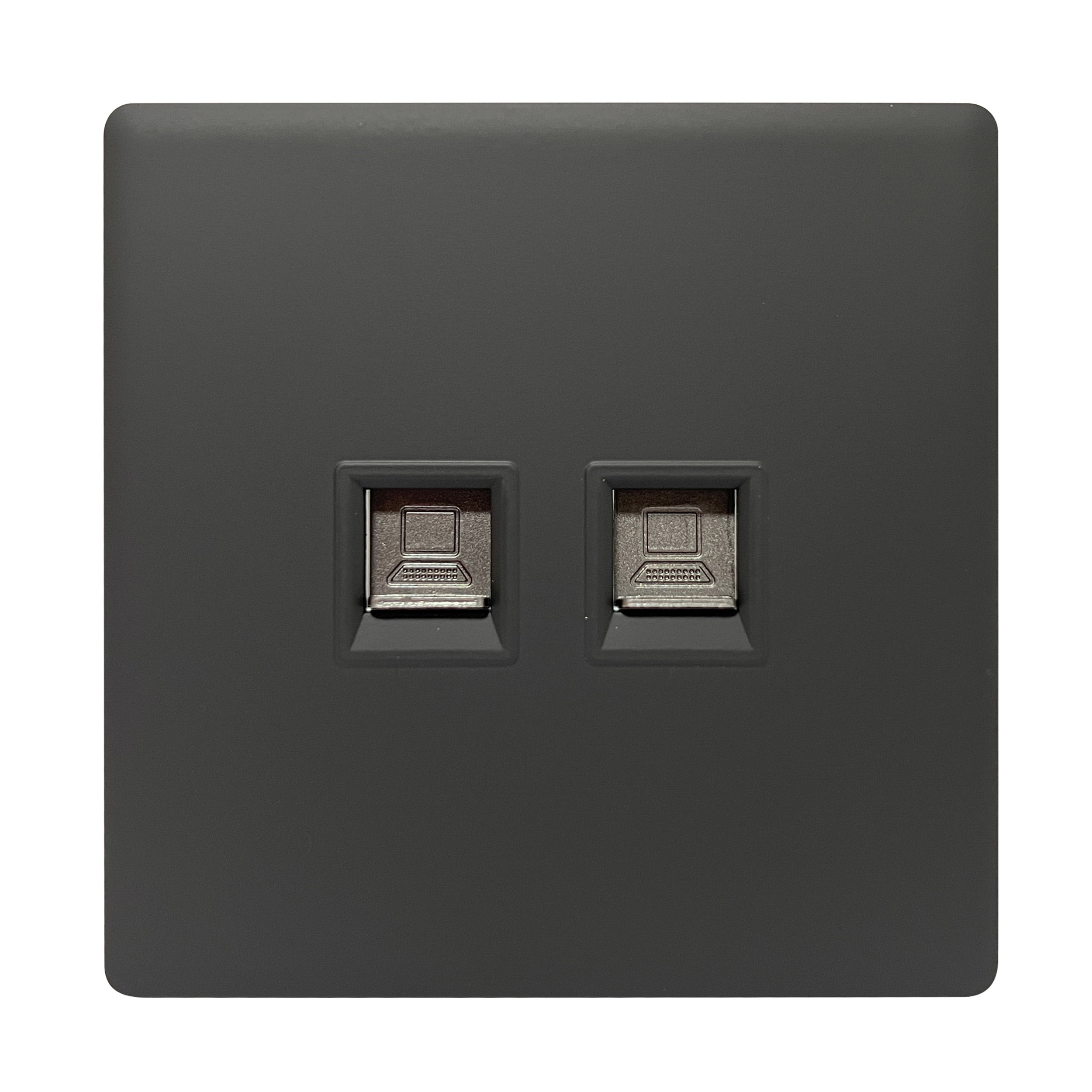 Admore 2 Gang RJ45 Data Socket — Elegant Soft Touch Grey (SB450)