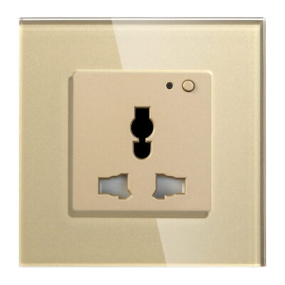 Admore 13A 1-Gang Wi-Fi Universal Smart Socket — Gold Tempered Glass, Multi-Standard, 3000W, No Hub Required (SSW-405U-G)