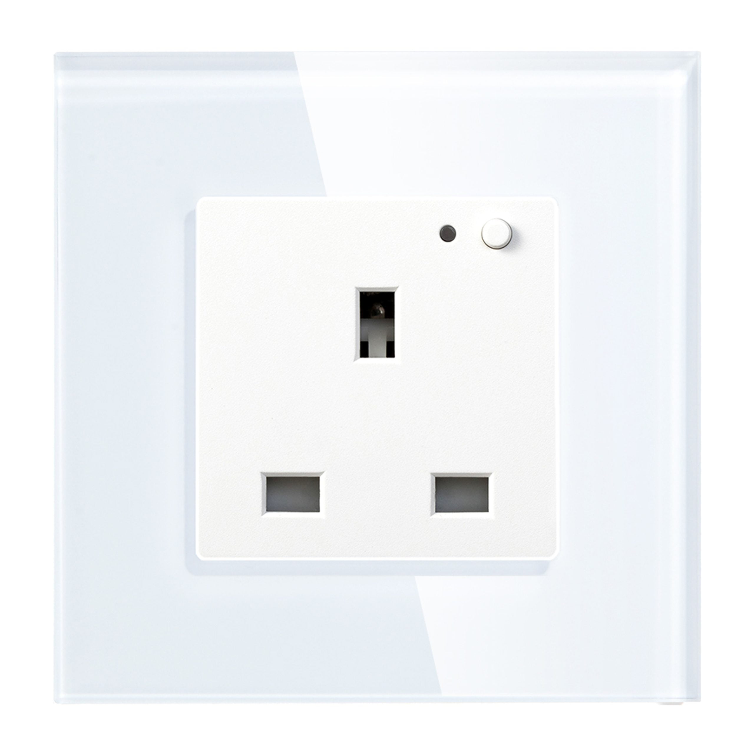 Admore 13A 1-Gang Wi-Fi Smart Socket — White Tempered Glass, 3000W, No Hub Required (SSW-405)