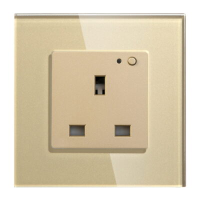 Admore 13A 1-Gang Wi-Fi Smart Socket — Gold Tempered Glass, 3000W, No Hub Required (SSW-405-G)