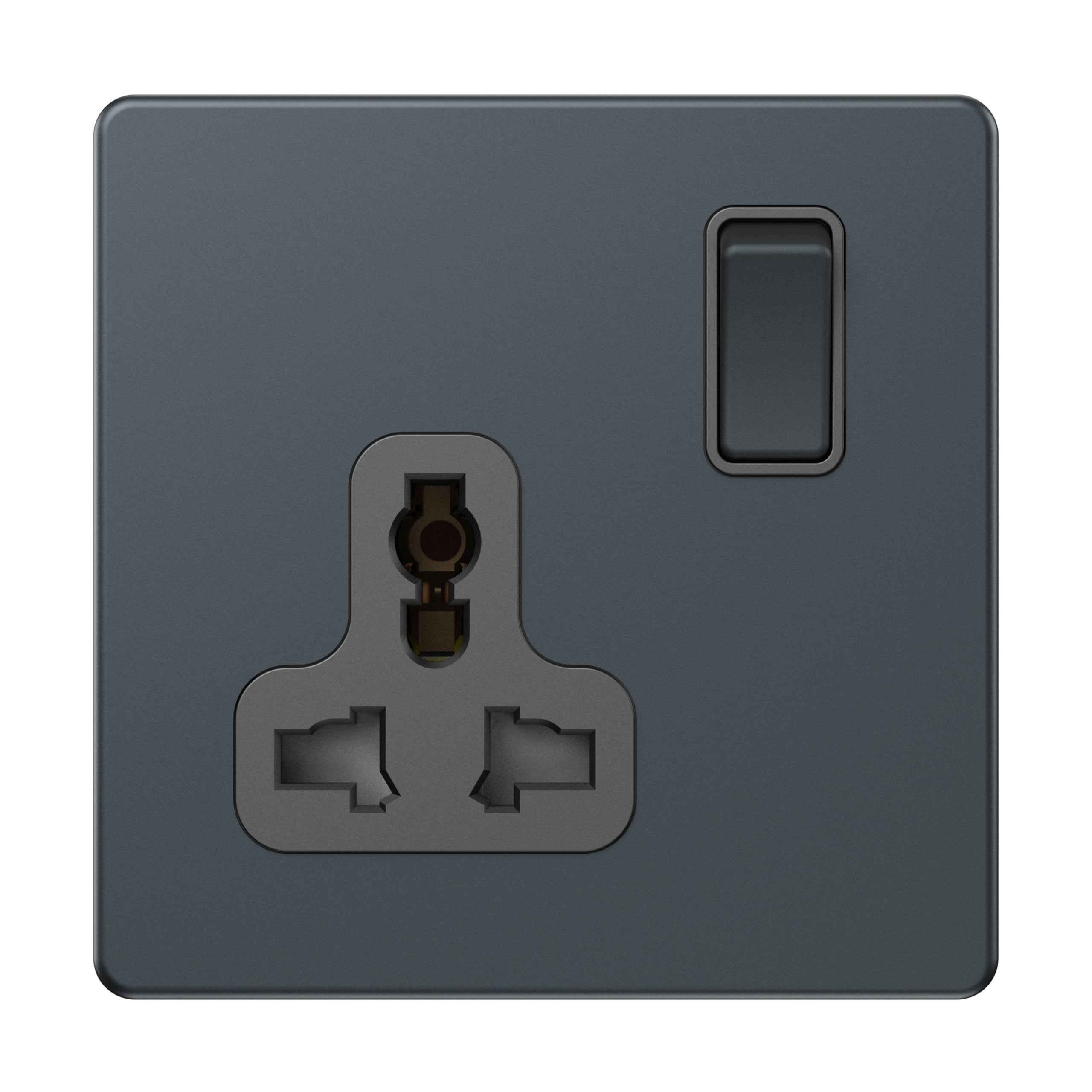 Admore 13A 1 Gang Switched Multi-Function Socket — Spruce Blue Metal Series (AS0322)