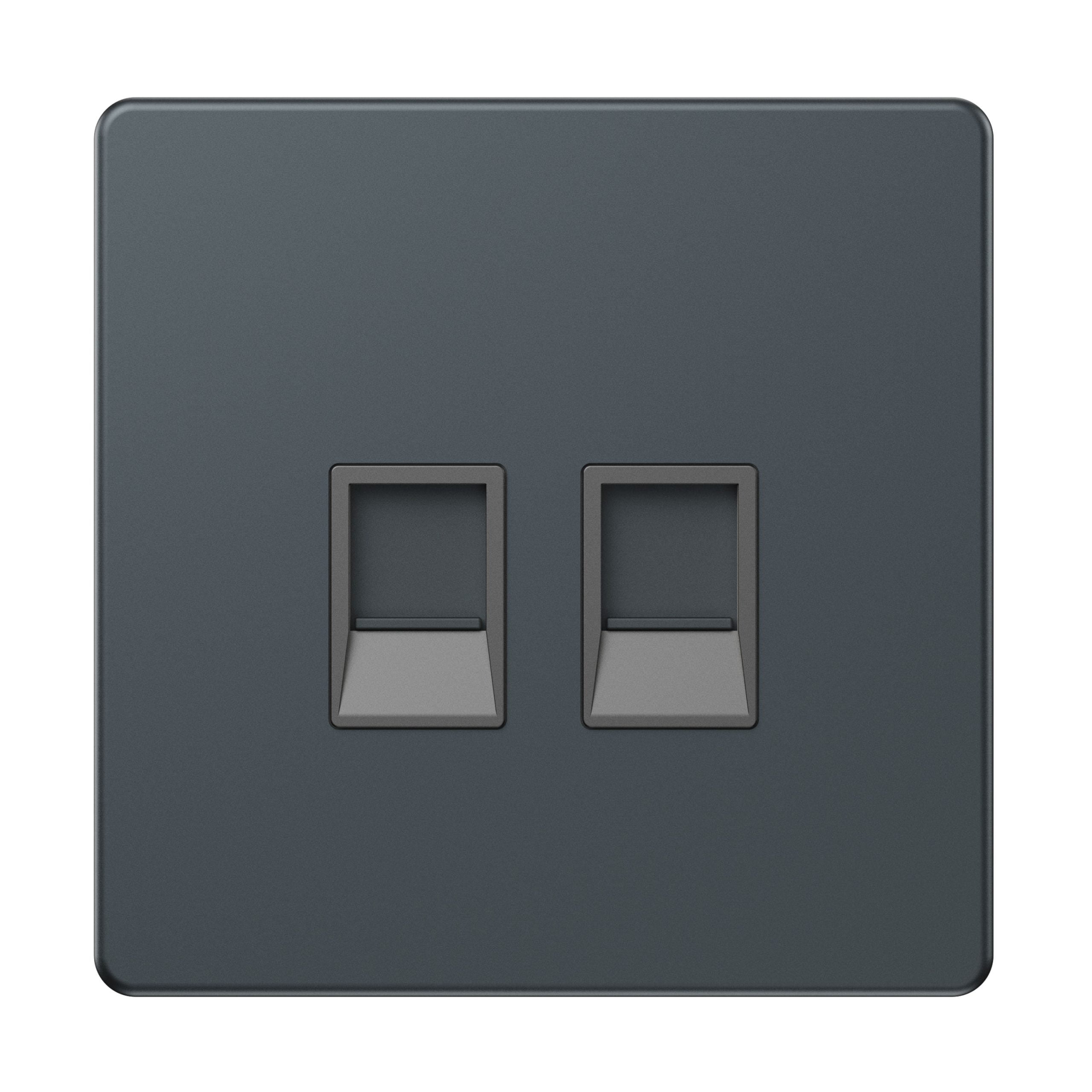 Admore RJ45 2 Gang Cat-6 Data Socket — Spruce Blue Metal Series (AS4150)