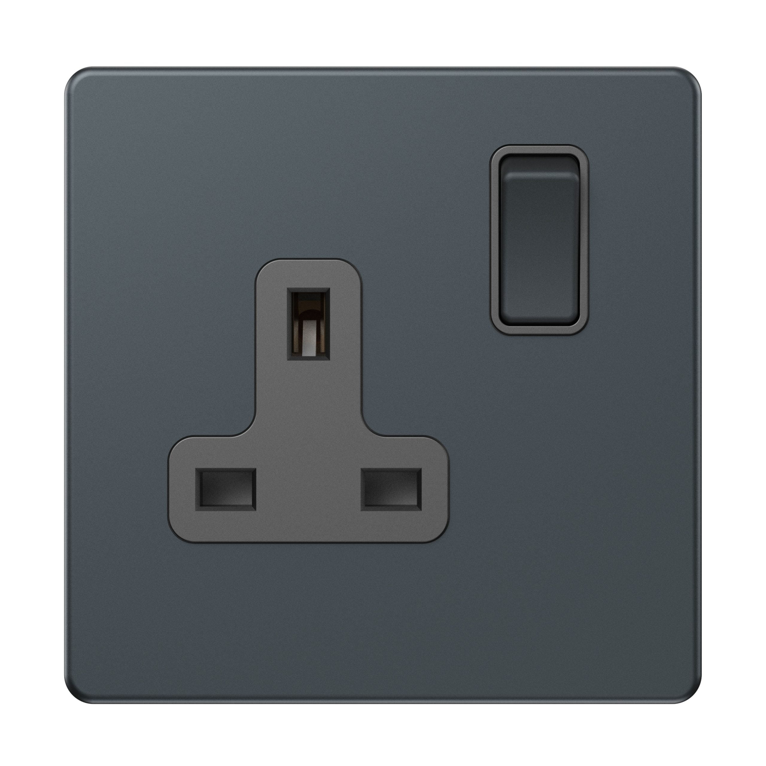 Admore 13A 1 Gang Switched Socket — Spruce Blue Metal Series (AS405)