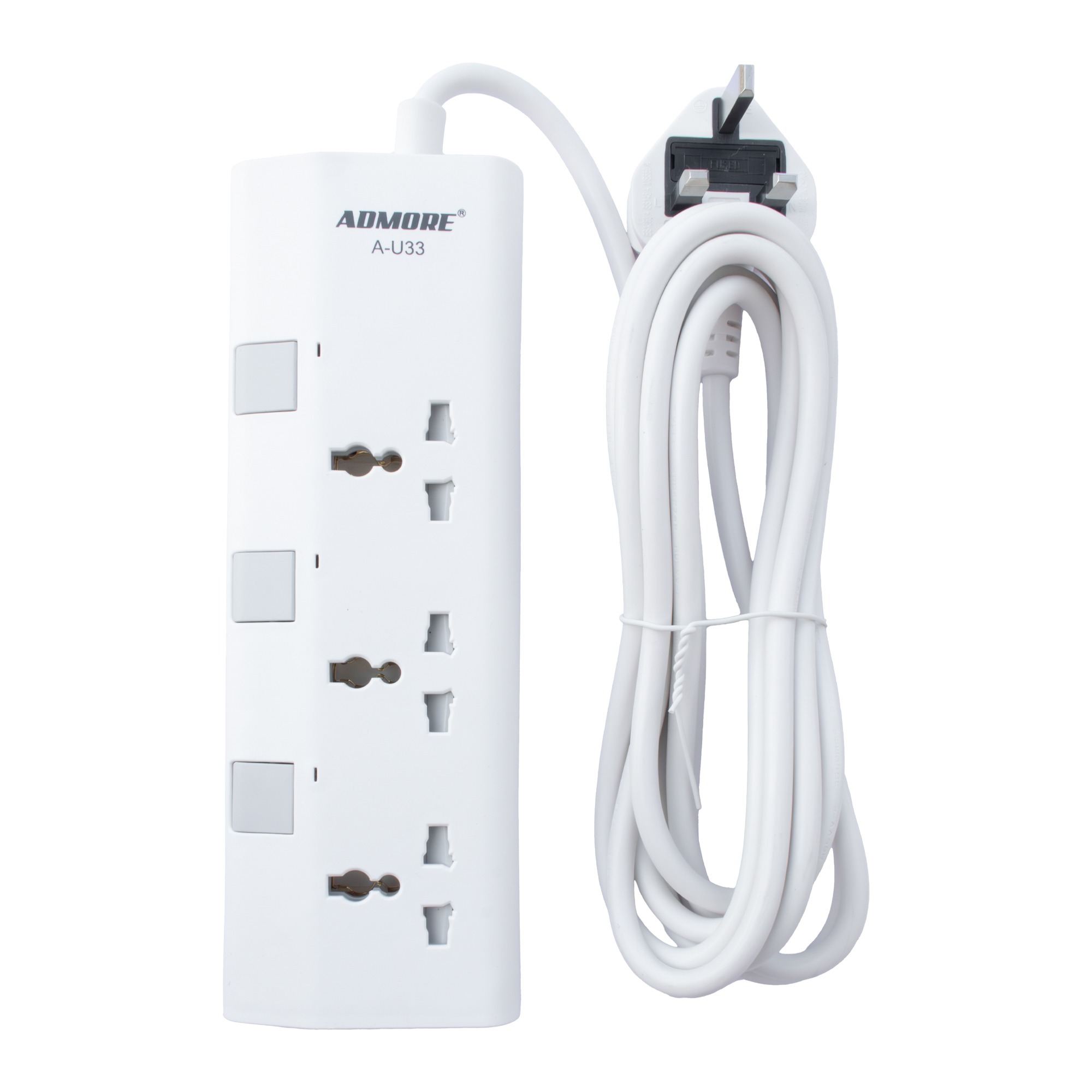 A-U33 | Admore  3 Gang 3 Meters Universal Socket Extension