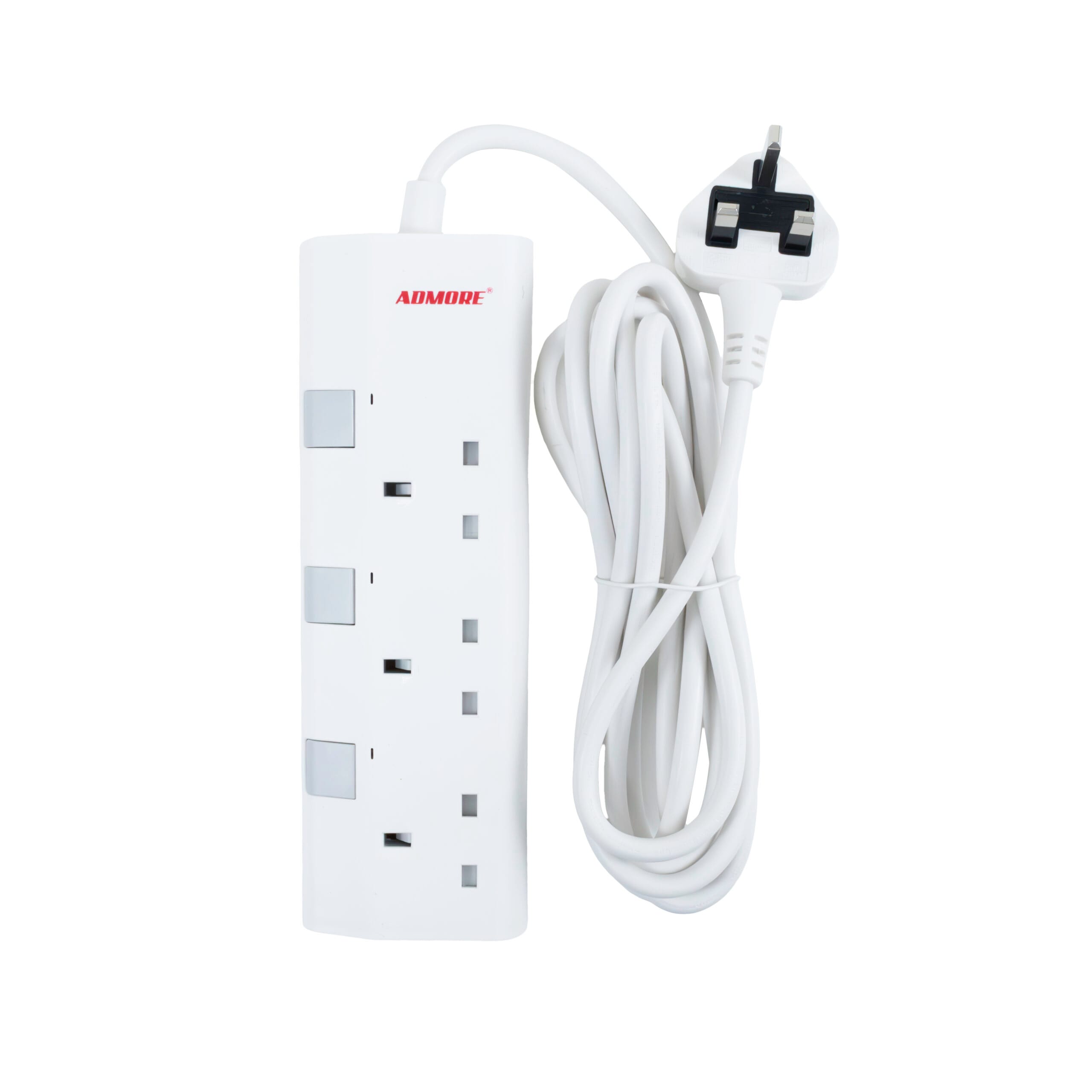 Admore 3 Gang 13A Switched Socket Extension with 3 m Cable — Flame-Retardant PP (A-E33)