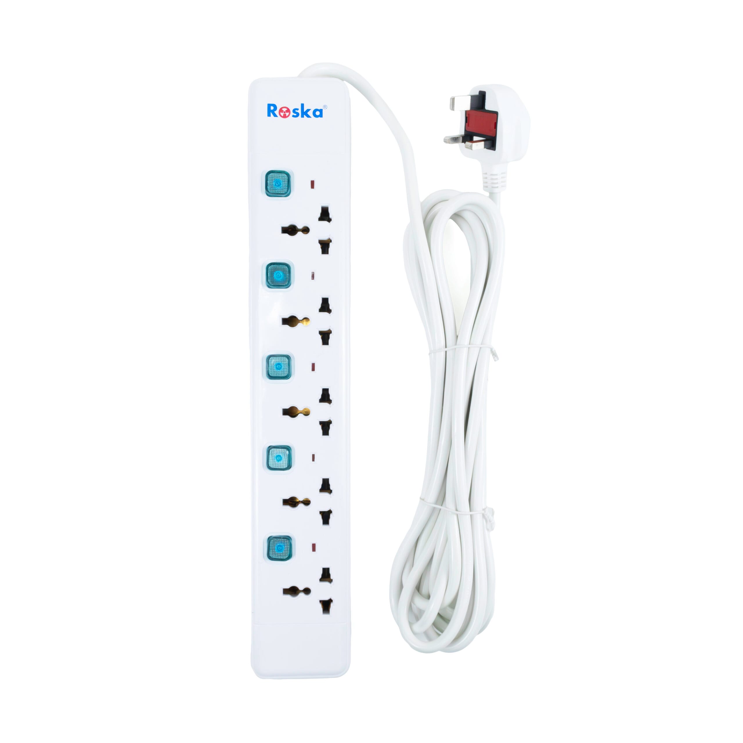 REU-5 | Roska 5 Gang 13A Universal Switched Socket Extensions (5 Meters)