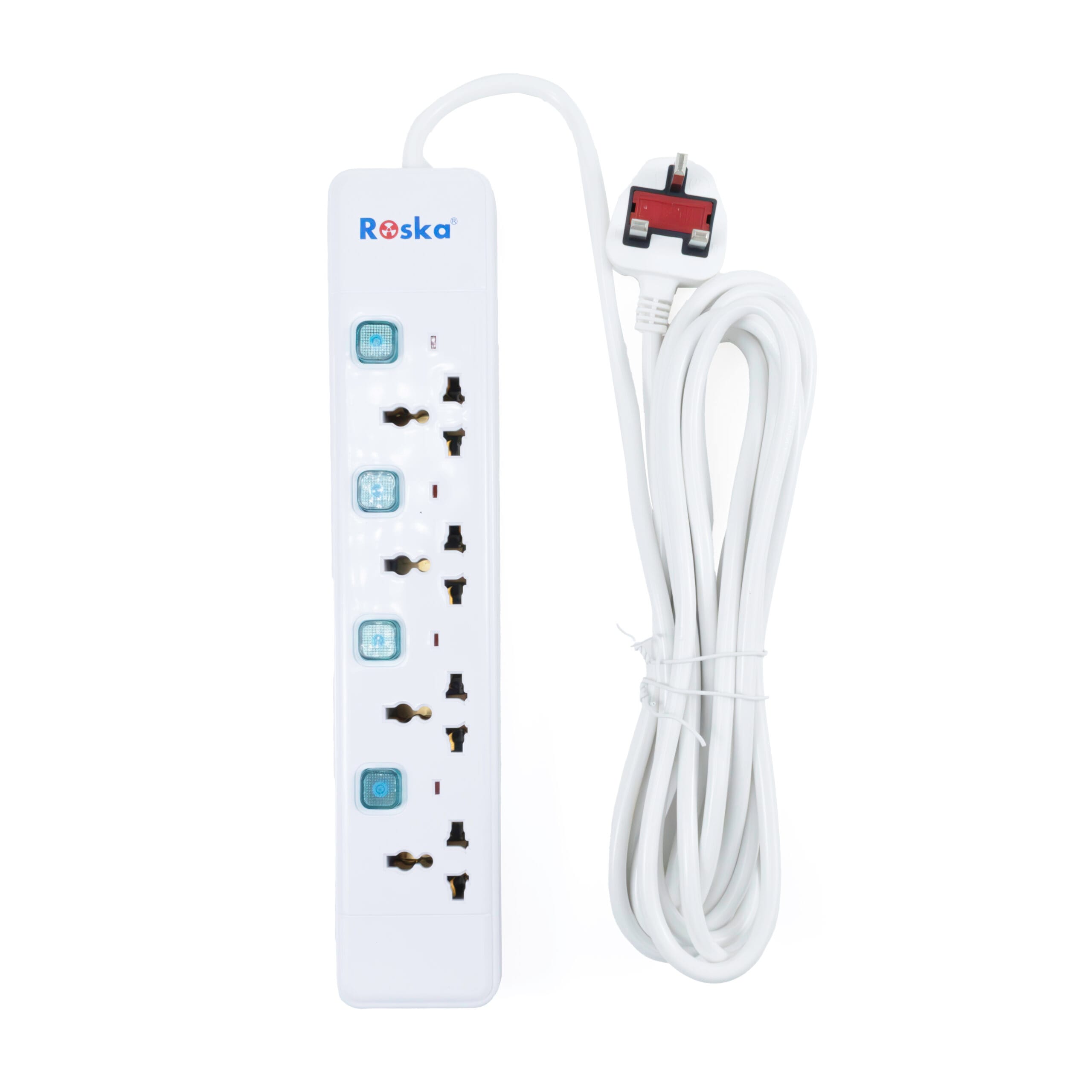 REU-4 | Roska 4 Gang 13A Universal Switched Socket Extensions (5 Meters)
