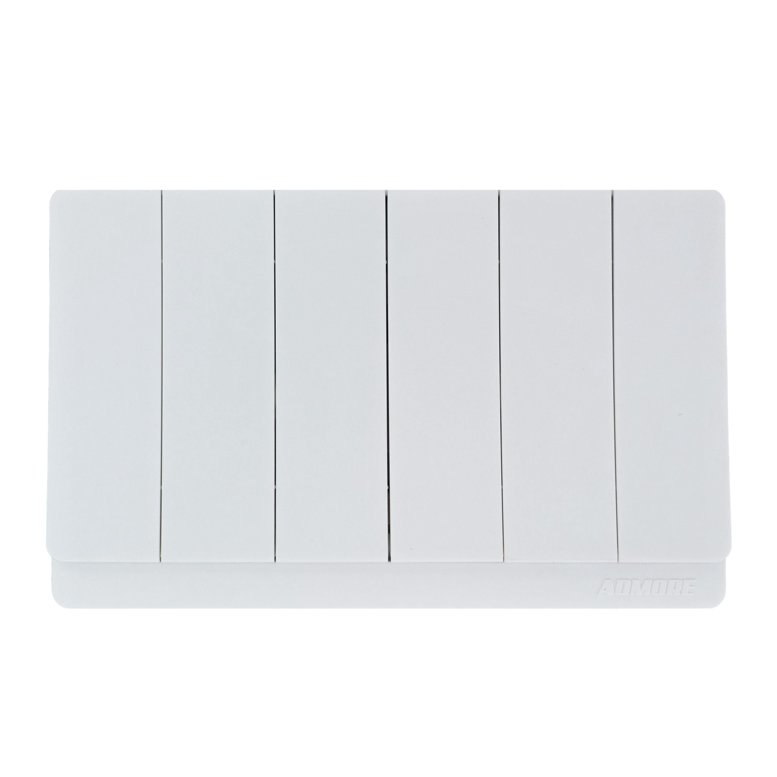 Admore 6 Gang 1 Way Switch (3x6) — PC Classic Range White (P-W009)